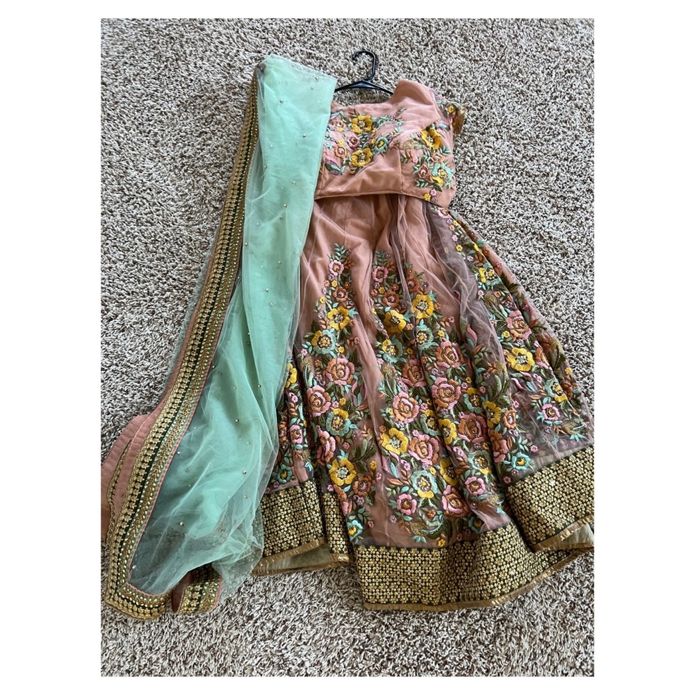 Peach & mint lehenga